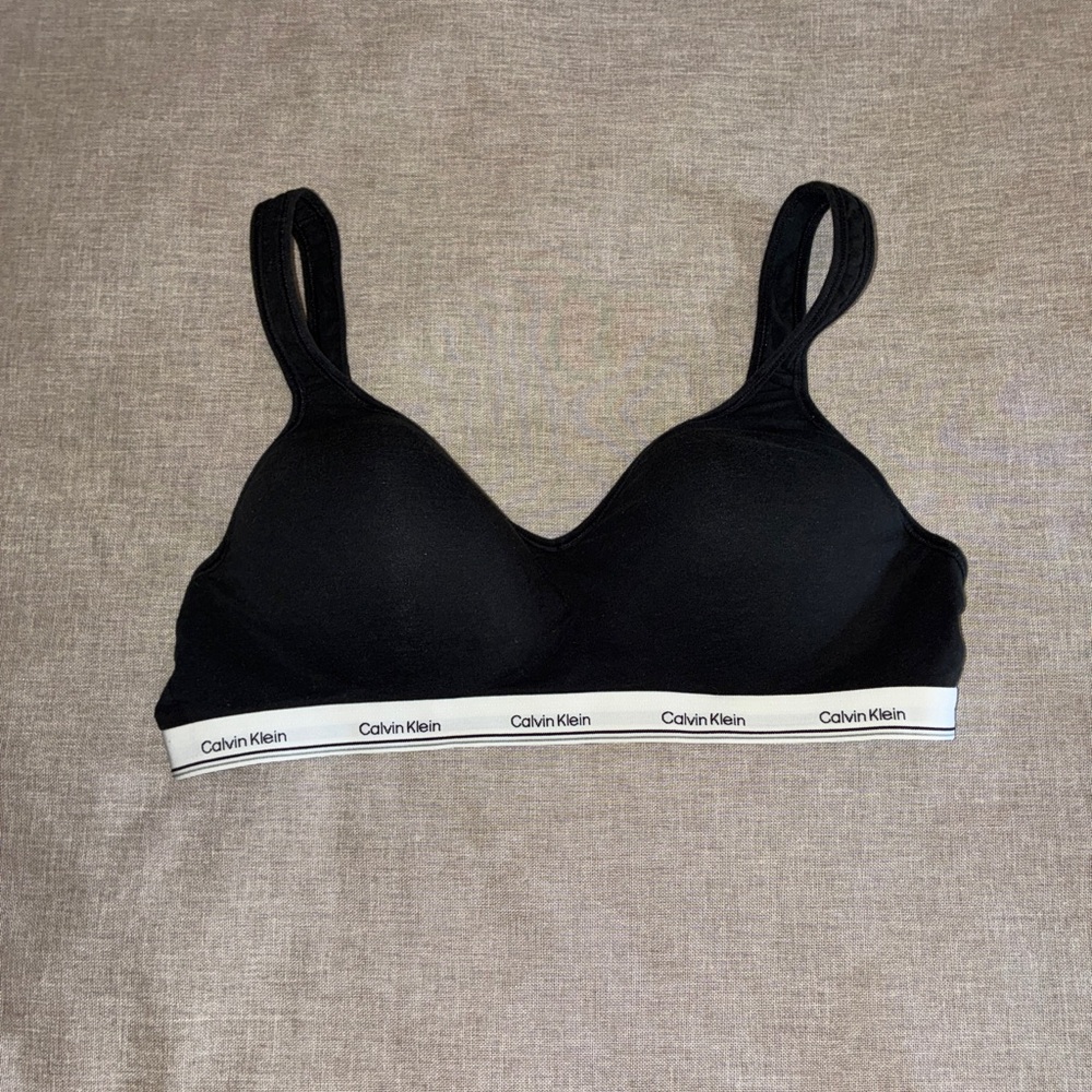 Calvin Klein Black Bralette with White Logo Band